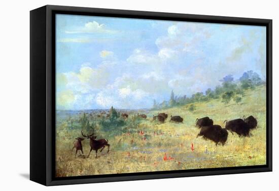 Catlin: Elk and Buffalo-George Catlin-Framed Stretched Canvas