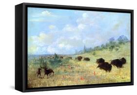 Catlin: Elk and Buffalo-George Catlin-Framed Stretched Canvas