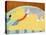 Catnap Yellow Dog Gray Stripped Cat-Stephen Huneck-Stretched Canvas