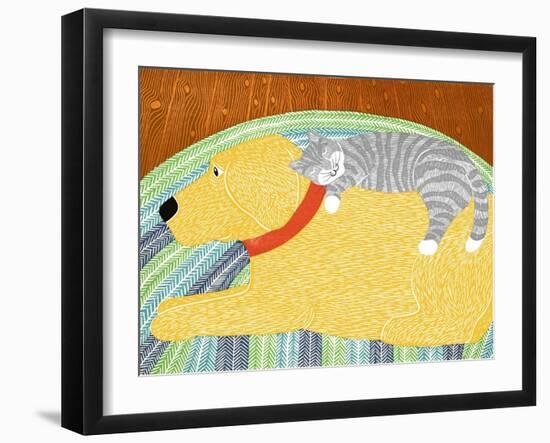 Catnap Yellow Dog Gray Stripped Cat-Stephen Huneck-Framed Giclee Print