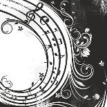 Black And White Music Background-catrin81-Mounted Art Print