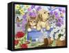 Cats and Dog Garden-MAKIKO-Framed Stretched Canvas