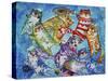 Cats and Fish-Oxana Zaika-Stretched Canvas