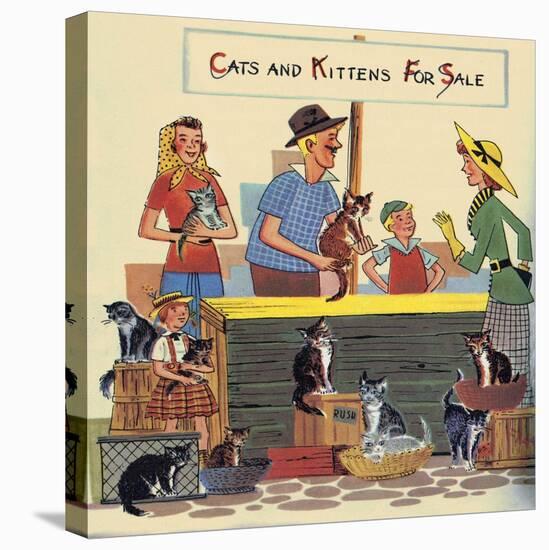 Cats And Kittens For Sale-Tom Sinnickson-Stretched Canvas