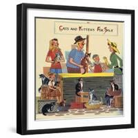 Cats And Kittens For Sale-Tom Sinnickson-Framed Art Print