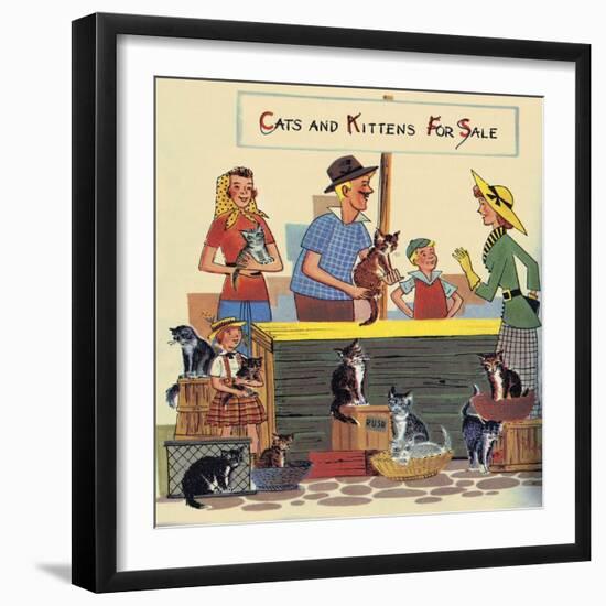 Cats And Kittens For Sale-Tom Sinnickson-Framed Art Print