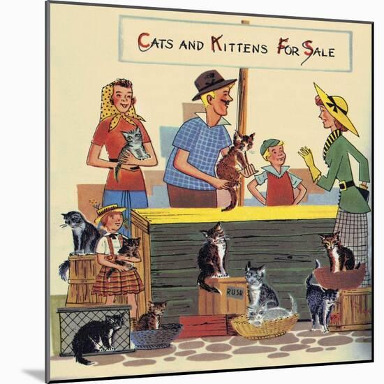 Cats And Kittens For Sale-Tom Sinnickson-Mounted Art Print