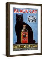 Cats Black Cat Enamel Stove Polish Products, USA, 1920-null-Framed Giclee Print