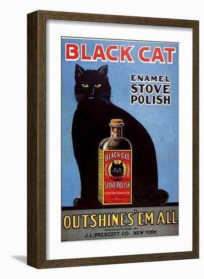 Cats Black Cat Enamel Stove Polish Products, USA, 1920-null-Framed Giclee Print