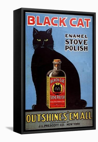 Cats Black Cat Enamel Stove Polish Products, USA, 1920-null-Framed Stretched Canvas