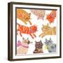 Cats,Cats Cats, 2018, collagraph collage-Sarah Battle-Framed Giclee Print