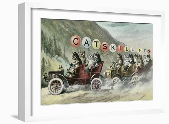 Cats in Cars, Catskill Mountains, New York-null-Framed Art Print