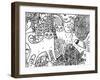 Cats in the Galaxy Line Art-Oxana Zaika-Framed Giclee Print