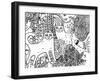 Cats in the Galaxy Line Art-Oxana Zaika-Framed Giclee Print