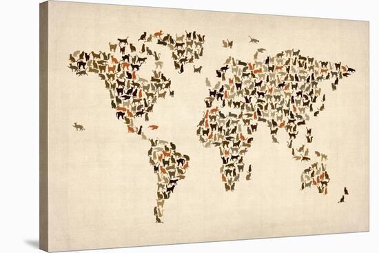 Cats Map of the World Map-Michael Tompsett-Stretched Canvas