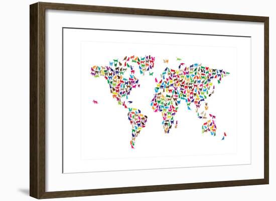 Cats Map of the World Map-Michael Tompsett-Framed Art Print