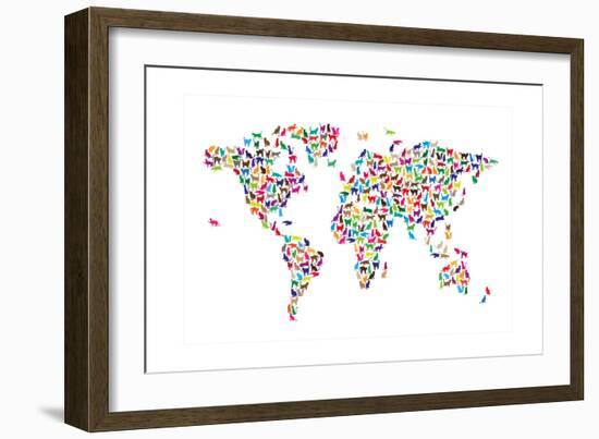 Cats Map of the World Map-Michael Tompsett-Framed Premium Giclee Print