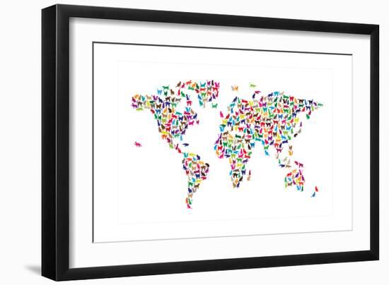 Cats Map of the World Map-Michael Tompsett-Framed Premium Giclee Print