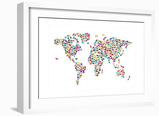 Cats Map of the World Map-Michael Tompsett-Framed Premium Giclee Print