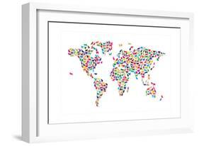 Cats Map of the World Map-Michael Tompsett-Framed Premium Giclee Print