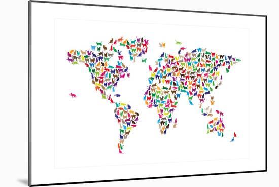 Cats Map of the World Map-Michael Tompsett-Mounted Premium Giclee Print