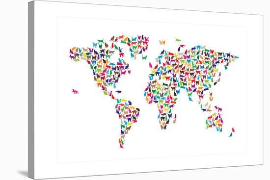 Cats Map of the World Map-Michael Tompsett-Stretched Canvas