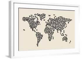 Cats Map of the World Map-Michael Tompsett-Framed Art Print