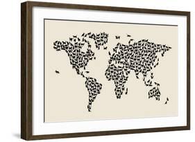 Cats Map of the World Map-Michael Tompsett-Framed Art Print