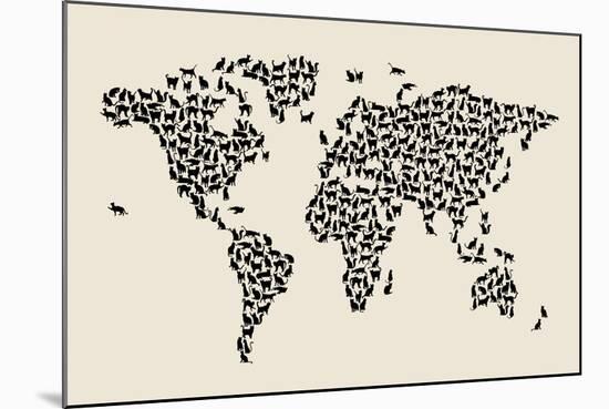 Cats Map of the World Map-Michael Tompsett-Mounted Art Print