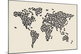 Cats Map of the World Map-Michael Tompsett-Mounted Art Print