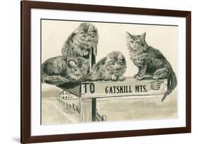 Cats on Catskill Mts. Sign-null-Framed Premium Giclee Print