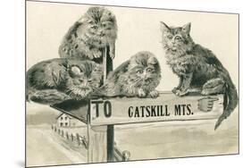 Cats on Catskill Mts. Sign-null-Mounted Art Print