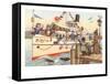 Cats on Riverboat-null-Framed Stretched Canvas