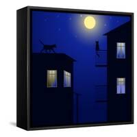 Cats on Roof-Minaieva Antonina-Framed Stretched Canvas