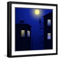 Cats on Roof-Minaieva Antonina-Framed Art Print