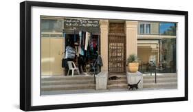 Cats on the steps of a clothing store, Downtown Haifa, Haifa, Israel-null-Framed Photographic Print