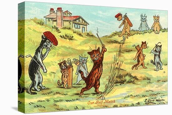 Cats Playing Golf-null-Stretched Canvas