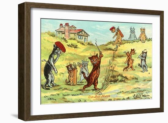 Cats Playing Golf-null-Framed Art Print