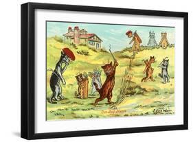 Cats Playing Golf-null-Framed Art Print