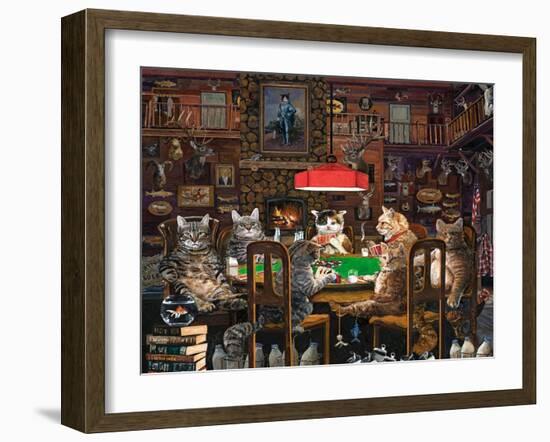 Cats Playing Poker-Julie Pace Hoff-Framed Art Print