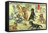 Cats Playing Soccer-null-Framed Stretched Canvas