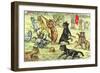 Cats Playing Soccer-null-Framed Art Print