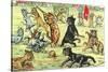 Cats Playing Soccer-null-Stretched Canvas