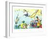 Cats Sliding into Swimming Pool-null-Framed Art Print