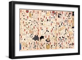 Cats Suggested as the Fifty Three Stations of the Tokaido-Kuniyoshi Utagawa-Framed Giclee Print