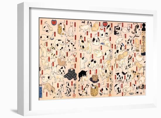 Cats Suggested as the Fifty Three Stations of the Tokaido-Kuniyoshi Utagawa-Framed Giclee Print