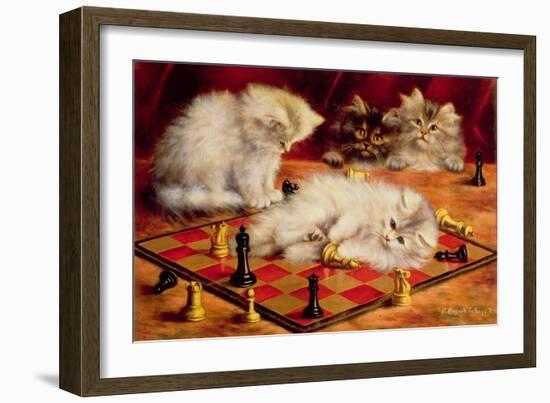 Cats with a Chess Board-Agnes Augusta Talboys-Framed Giclee Print