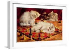 Cats with a Chess Board-Agnes Augusta Talboys-Framed Giclee Print