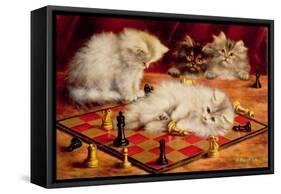 Cats with a Chess Board-Agnes Augusta Talboys-Framed Stretched Canvas