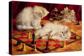 Cats with a Chess Board-Agnes Augusta Talboys-Stretched Canvas